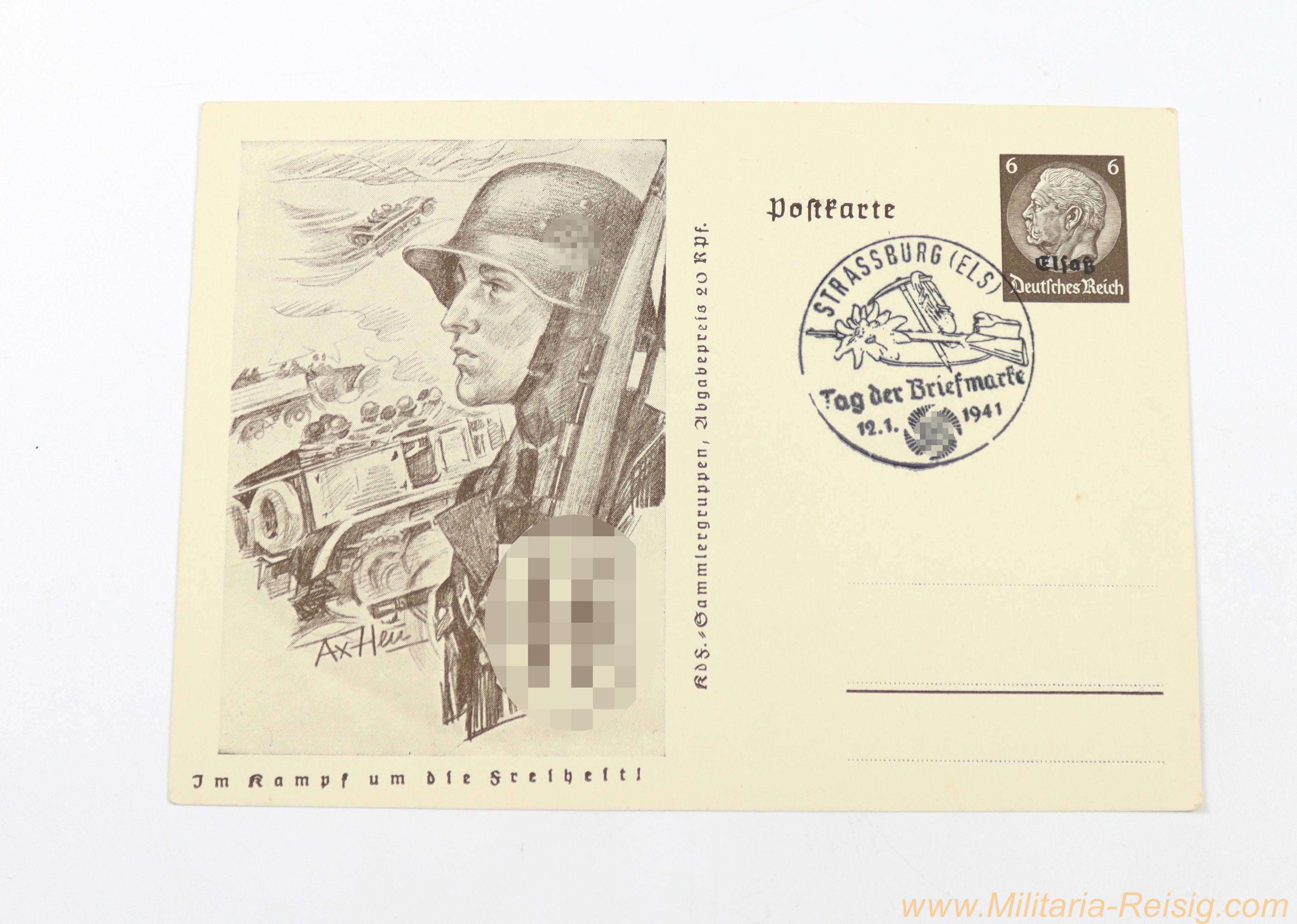 Postkarte "Im Kampf um die Freiheit!" – Tag der Briefmarke 1941