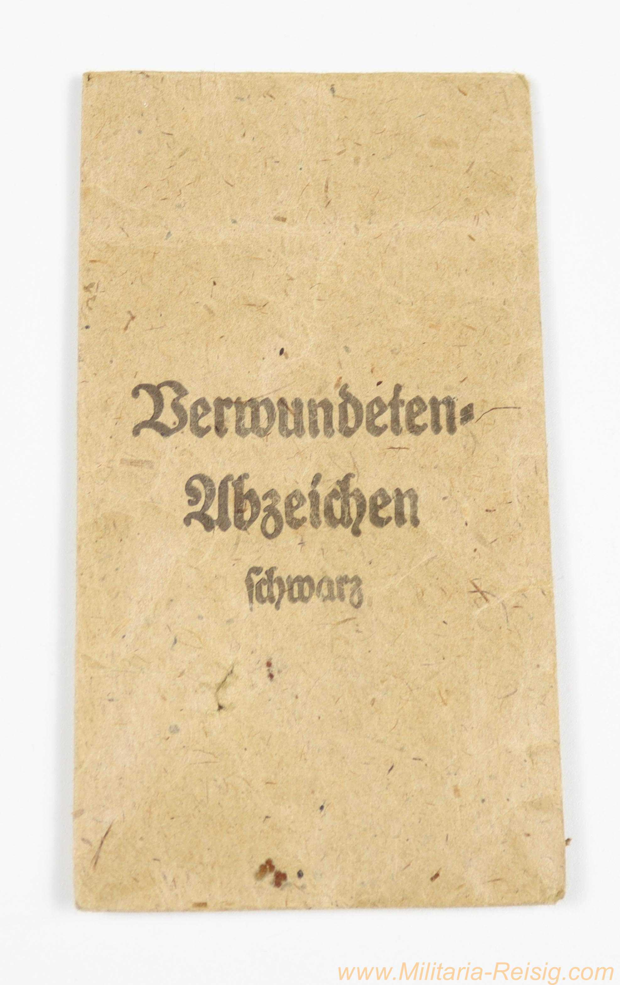 Verleihungstüte Verwundetenabzeichen Schwarz - W. Hobacher Wien 107