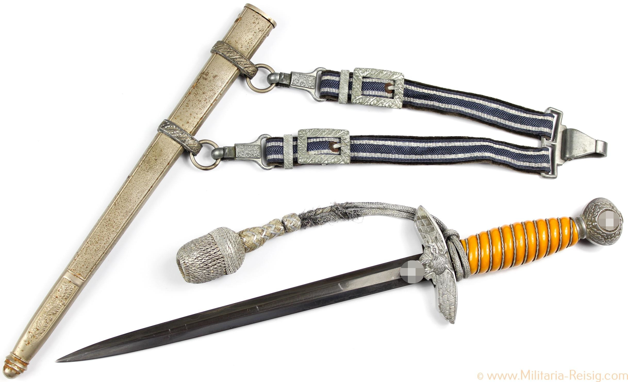 Offiziersdolch der Luftwaffe mit Gehänge und Portepee, Herst. Carl Eickhorn, Solingen