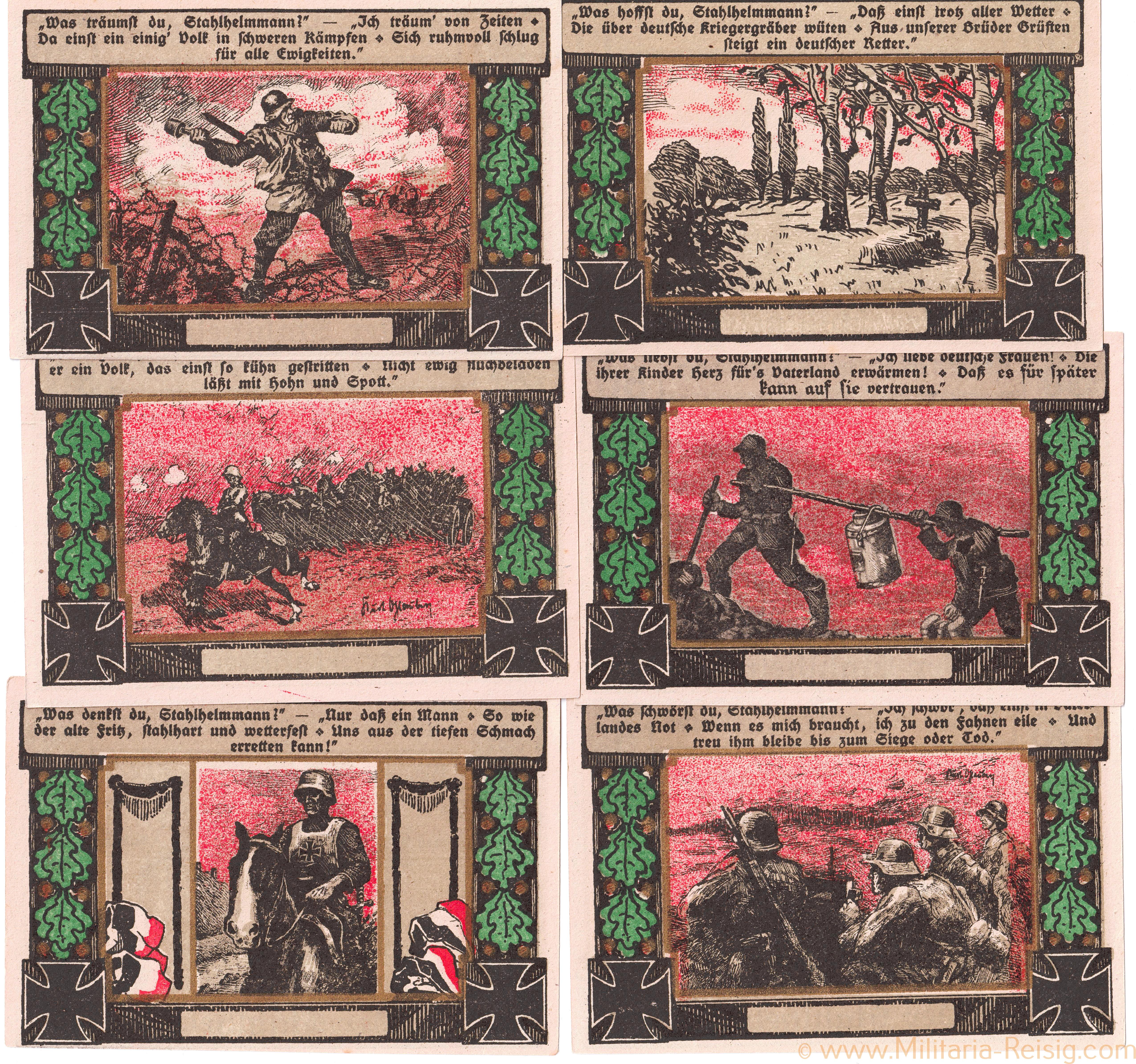 Satz Stahlhelm Bund der Frontsoldaten Notgeld 1922, Görlitz (Schlesien)