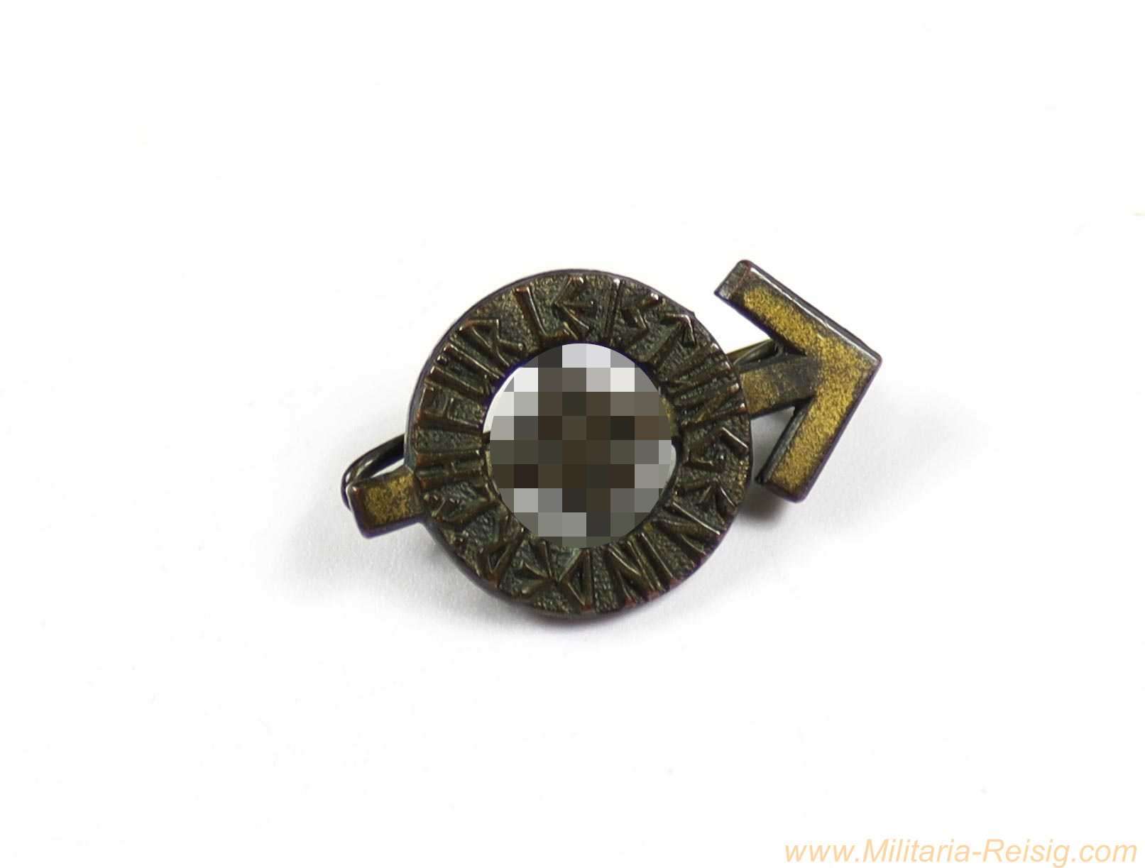 Miniatur des HJ-Leistungsabzeichens in Bronze, Hersteller RZM M1/101 (Gustav Brehmer, Markneukirchen)