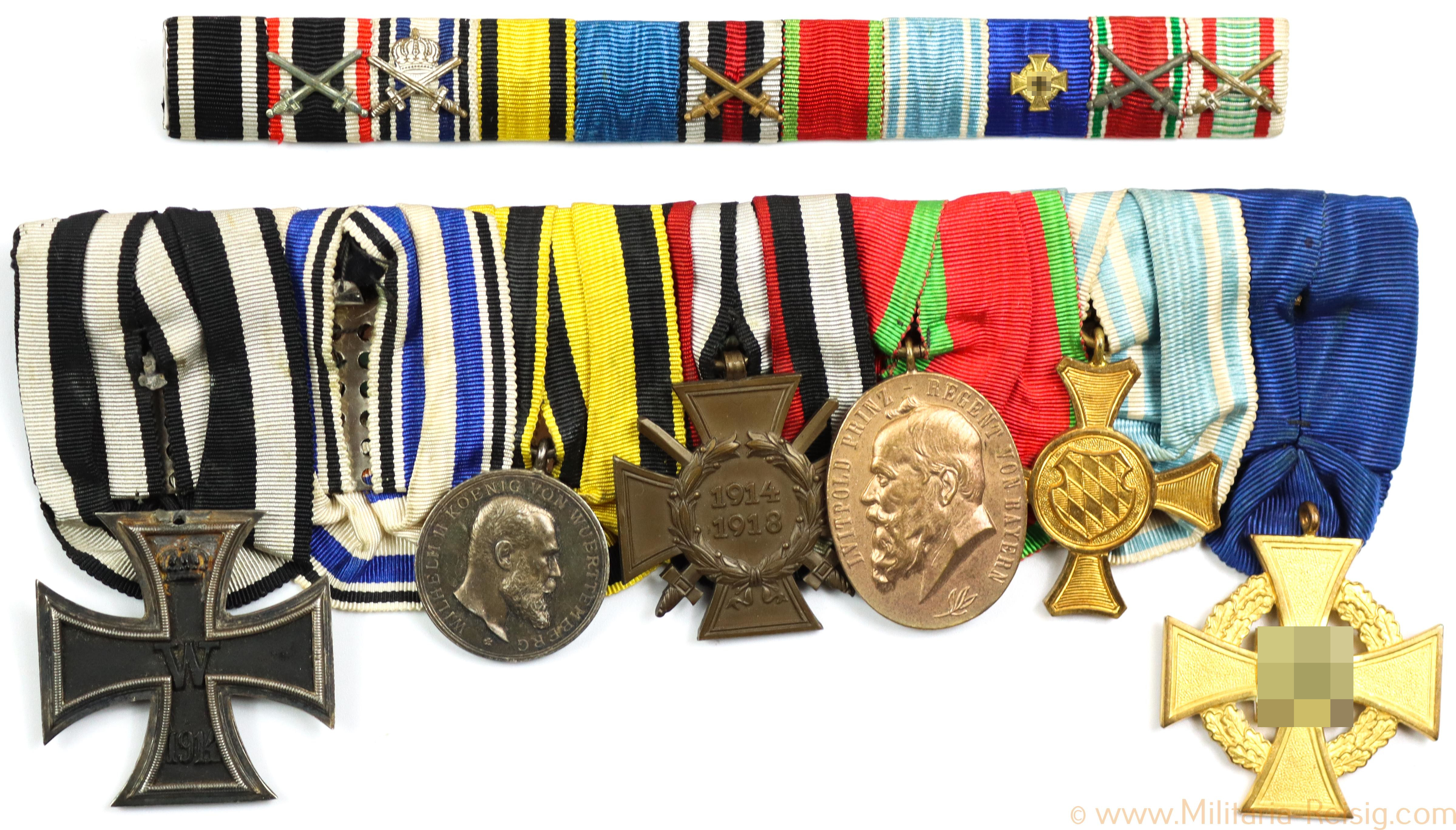 7er Ordensspange + Bandspange, 1. Weltkrieg, Deutsche Staaten