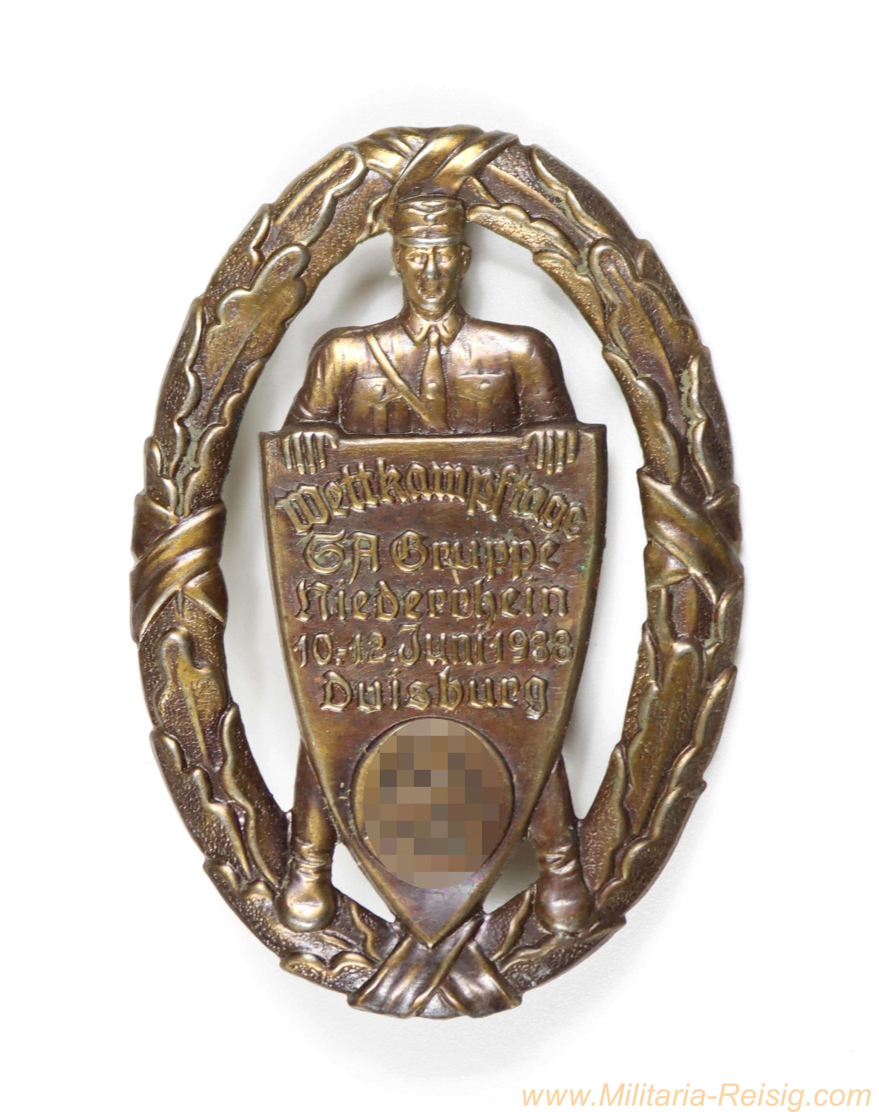 Veranstaltungsabzeichen "Wettkampftage SA-Gruppe Niederrhein 10.-12. Juni 1938 Duisburg"