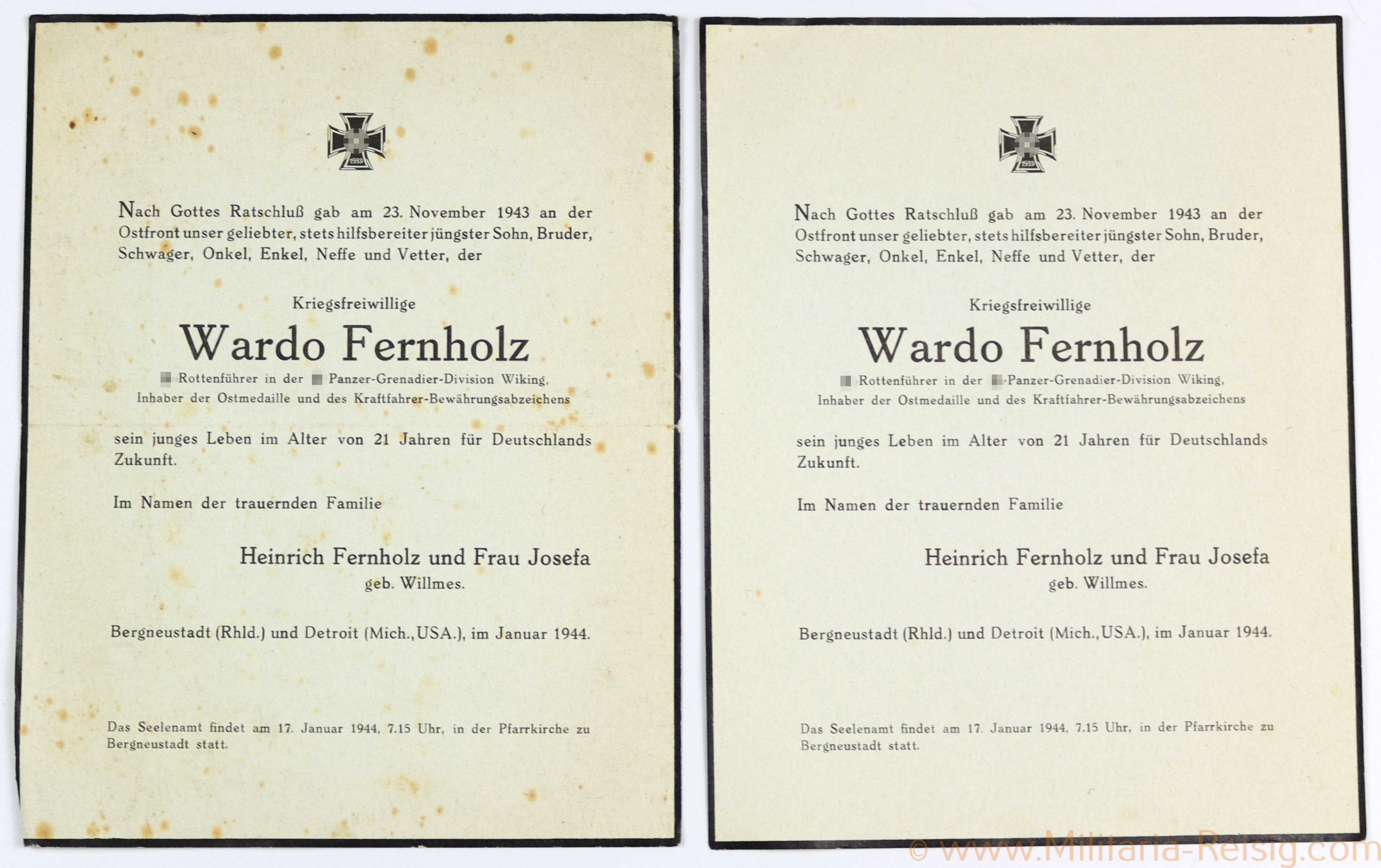 2x Sterbebild SS Panzer-Grenadier-Division Wiking