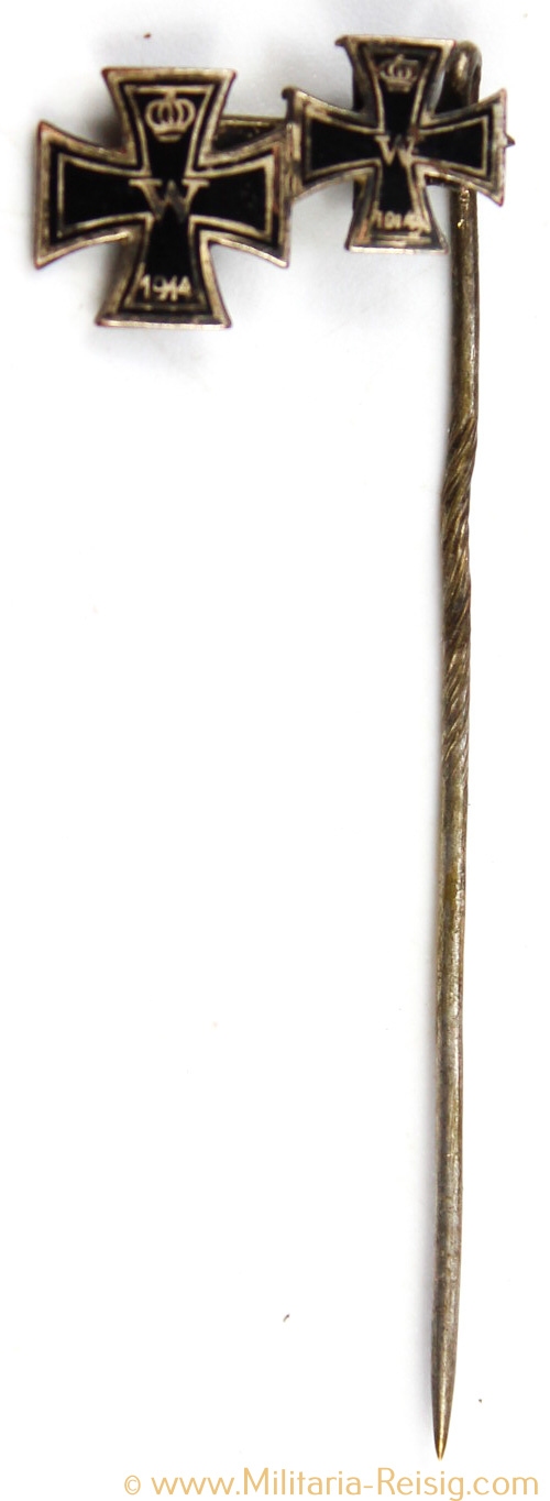Anstecknadel 2x Eisernes Kreuz 1914, 1. Weltkrieg