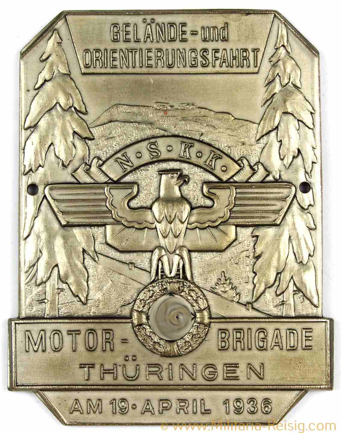 NSKK Plakette Gelände- und Orientierungsfahrt, Motor-Brigade Thüringen 1936