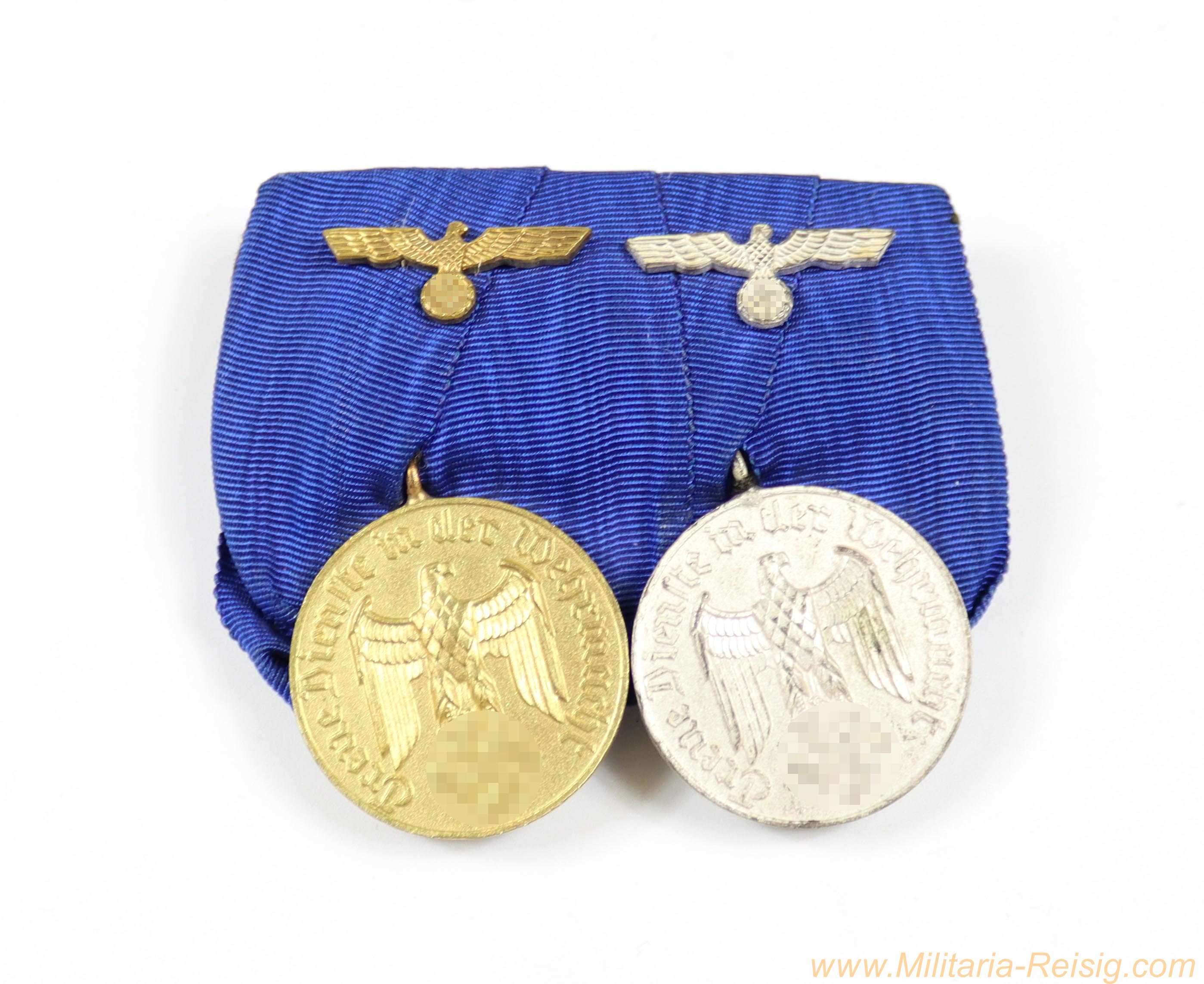 2er Ordensspange mit Wehrmacht-Dienstauszeichnungen der 3. und 4. Klasse