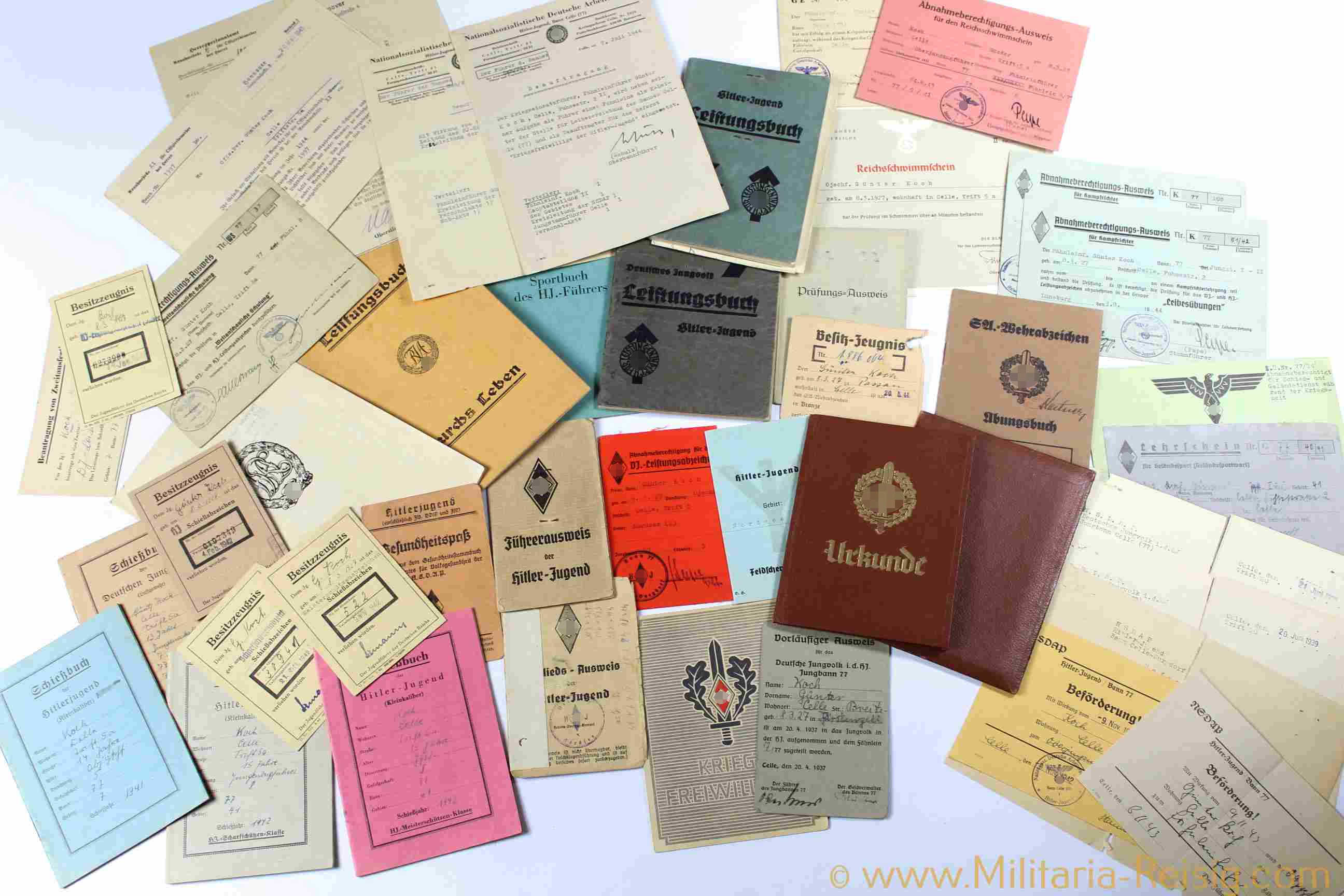 Nachlass Jungstammführer der Hitlerjugend Bann 7/77 (Celle) mit HJ Führerbuch