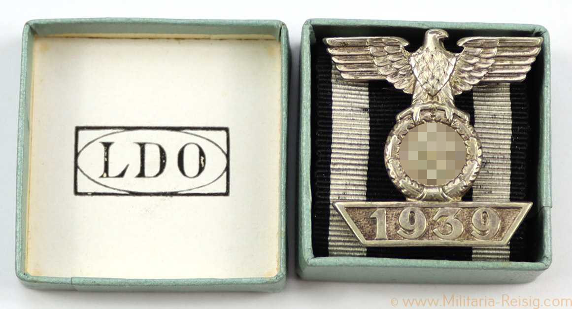 Wiederholungsspange 1939 zum Eisernen Kreuz 2. Klasse im LDO-Etui, Hersteller L/11