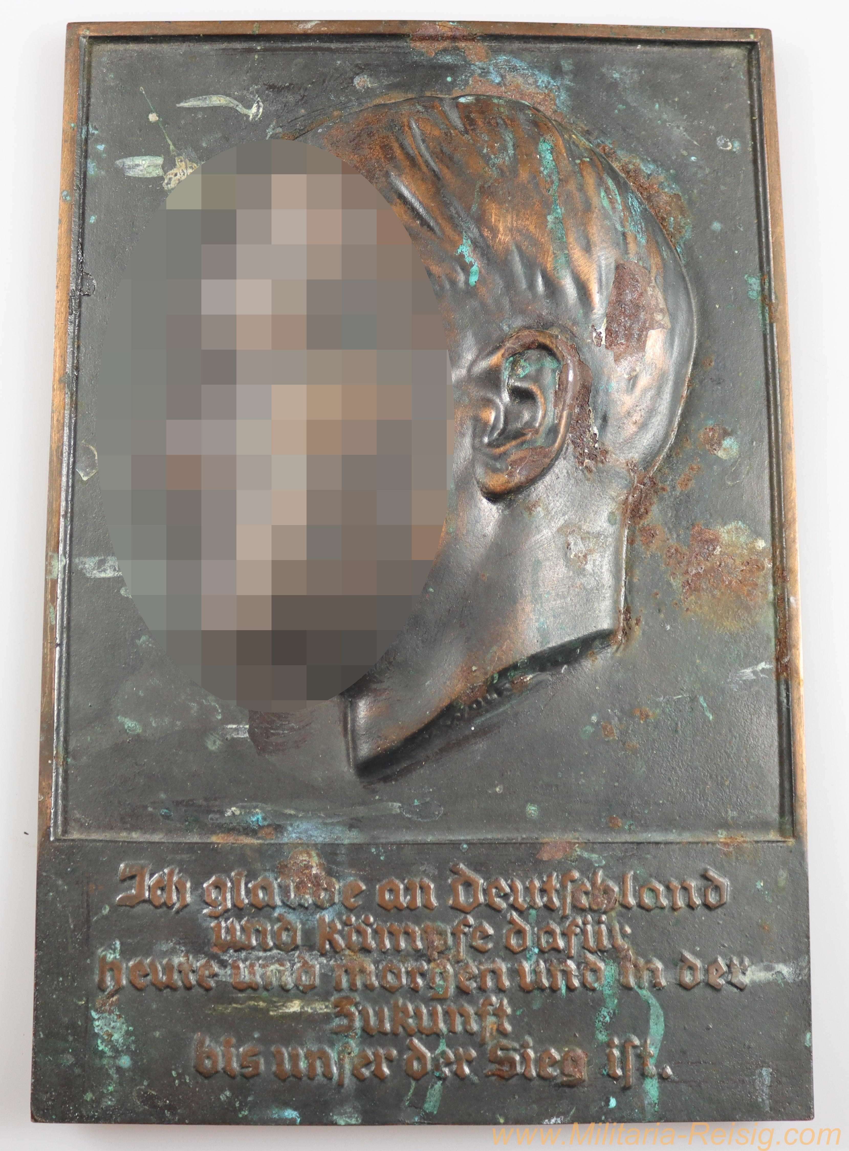 Plakette / Wandrelief "Adolf Hitler", Hersteller W. Wolff 33