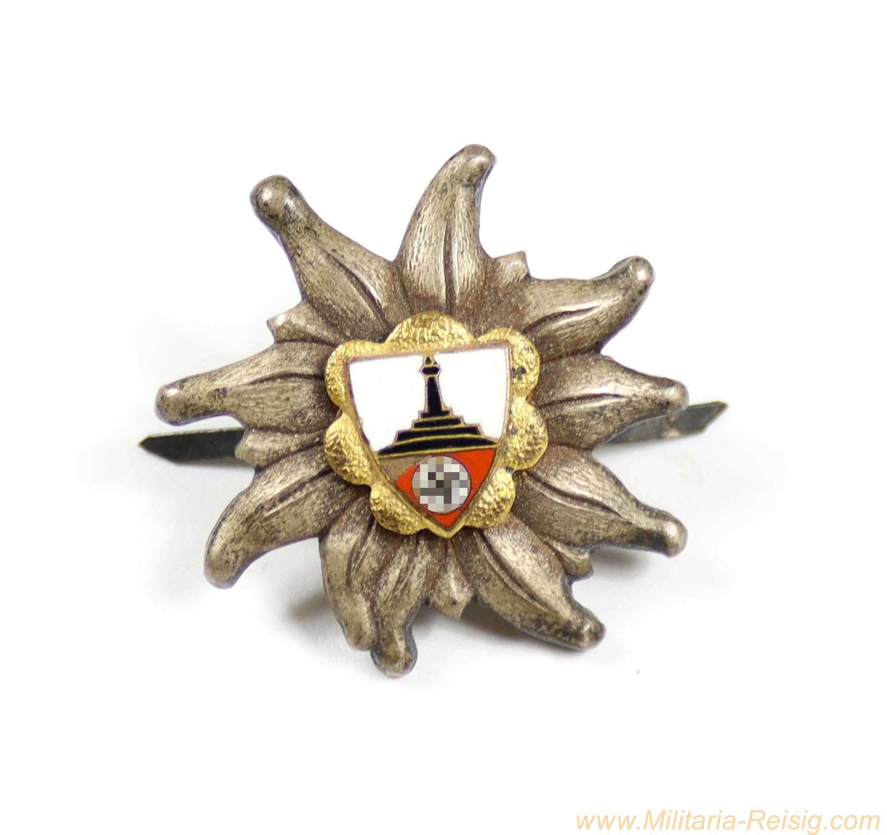 Mützenabzeichen Reichskriegerbund "Kyffhäuser" mit Edelweiß – Gau Hochland Bayern