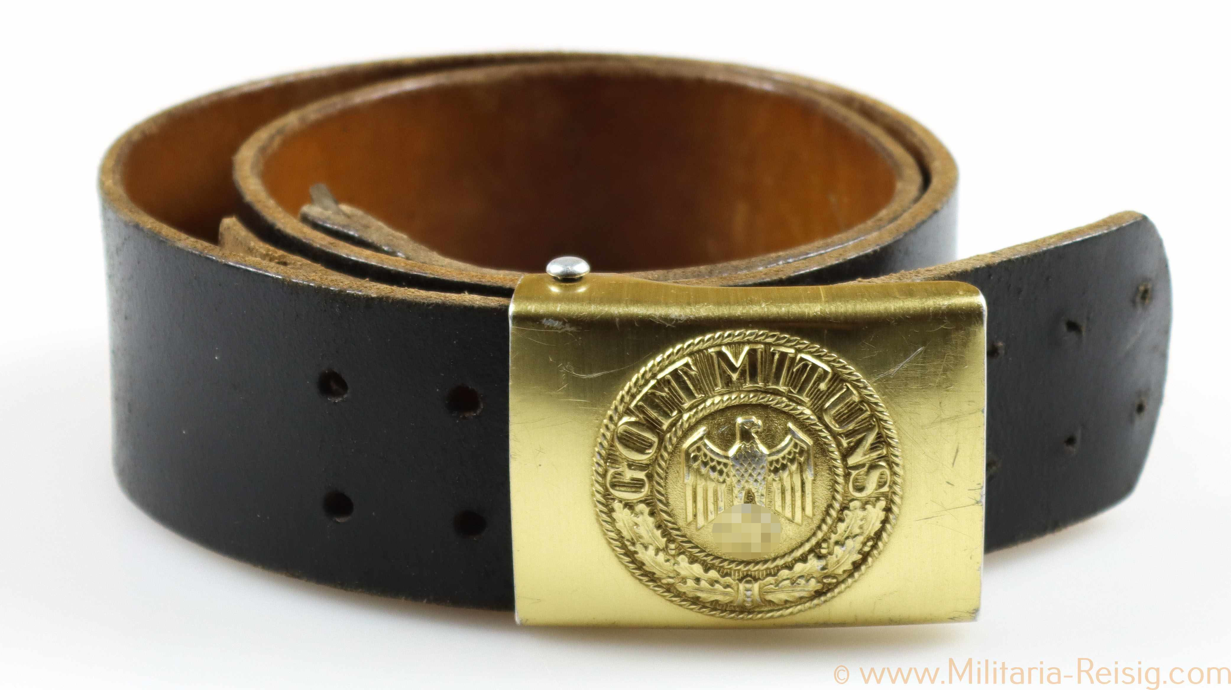 Kriegsmarine Koppelschloss für Mannschaften mit Lederriemen, Hersteller R.S. & S.