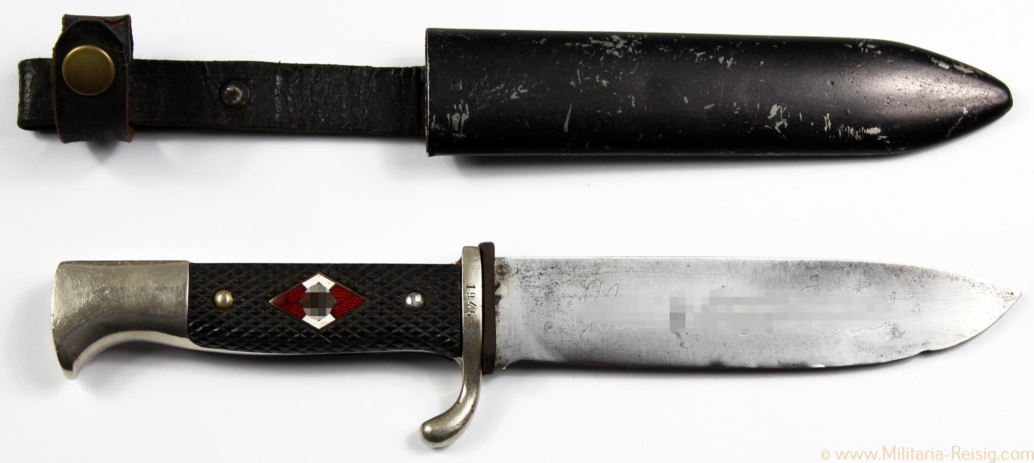 HJ Fahrtenmesser, Herst. Carl Schmidt, Solingen mit Gravur 1945