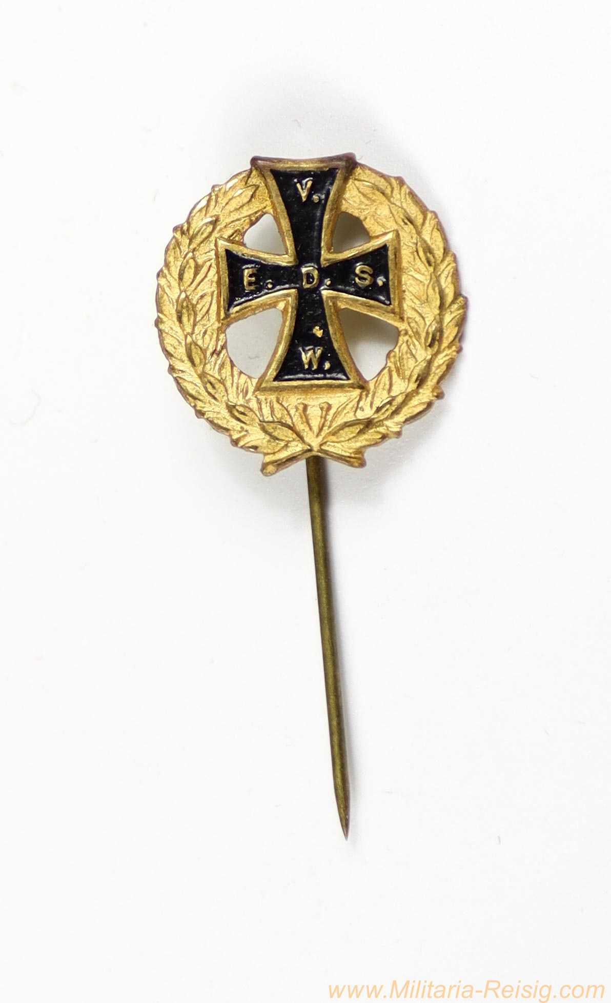 Mitgliedsnadel / Vereinsnadel "V.E.D.S.W." – Eichenlaubkranz mit emailliertem Kreuz, lange Nadel