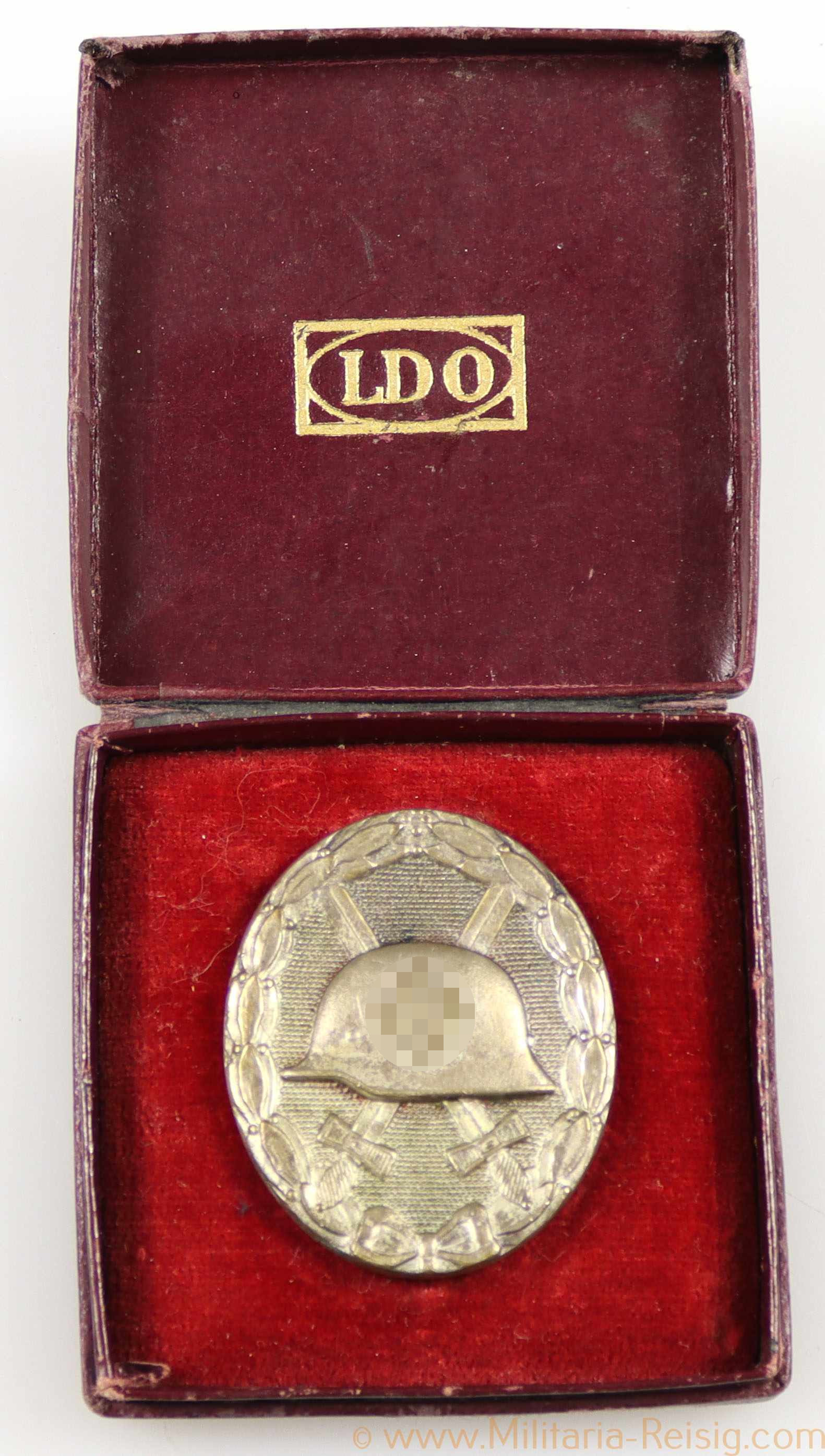 Verwundetenabzeichen in Silber im LDO-Etui, Hersteller Steinhauer & Lück, Lüdenscheid