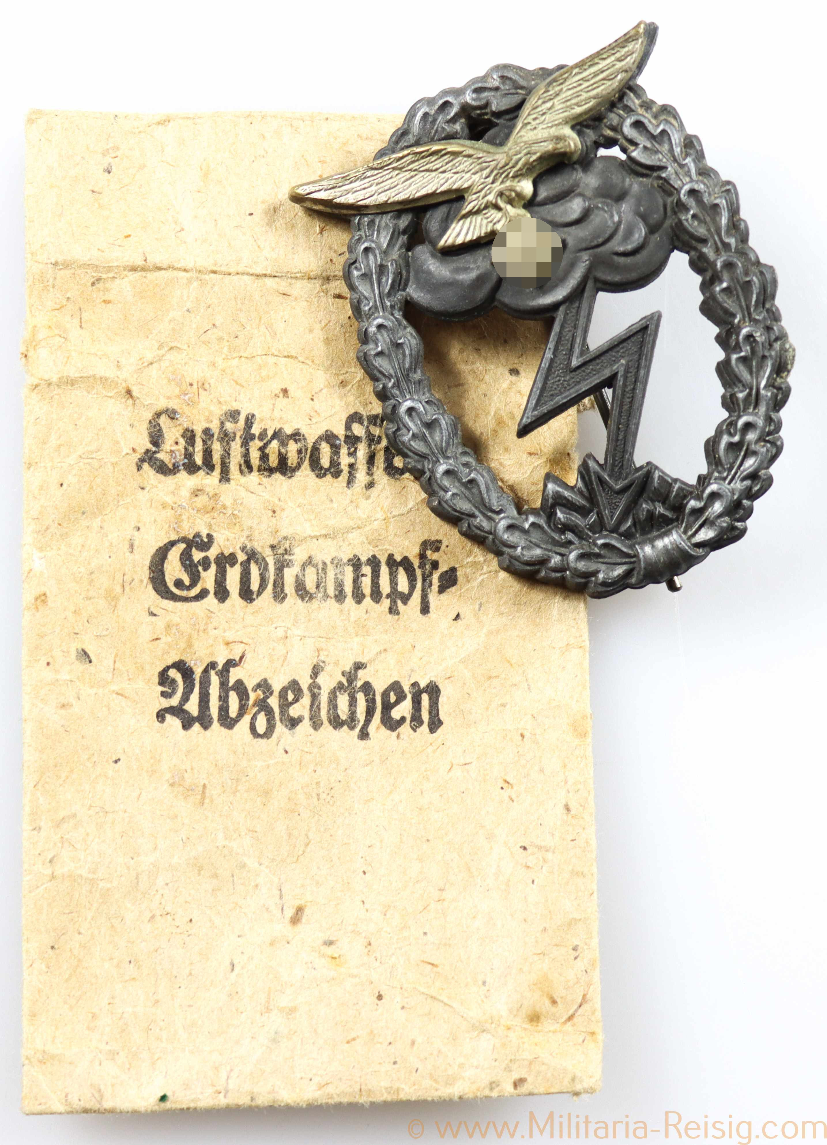Erdkampfabzeichen der Luftwaffe mit Verleihungstüte, Hersteller Hammer & Söhne