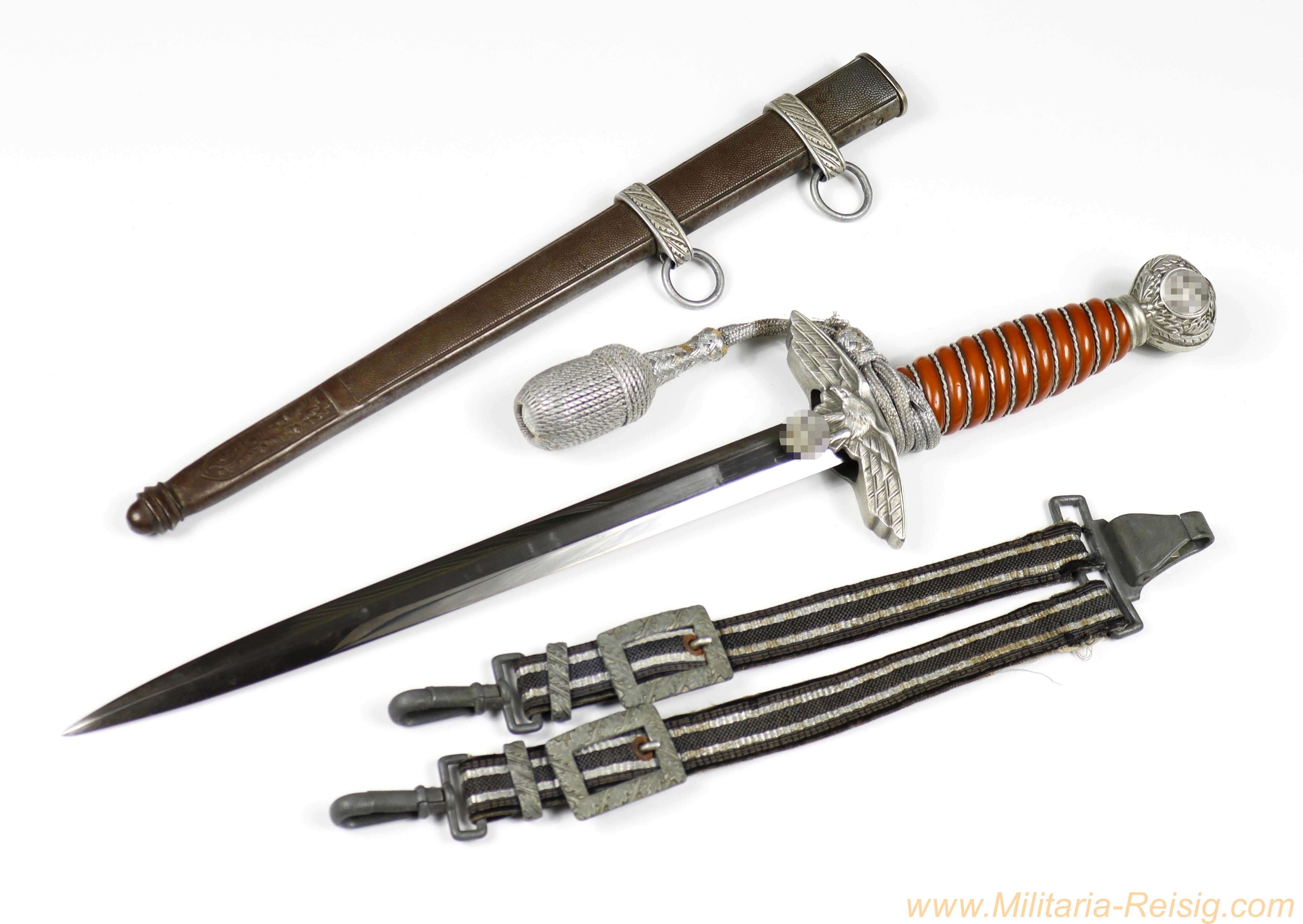 Luftwaffe-Offiziersdolch – Hersteller SMF Solingen – mit Gehänge und Portepee 