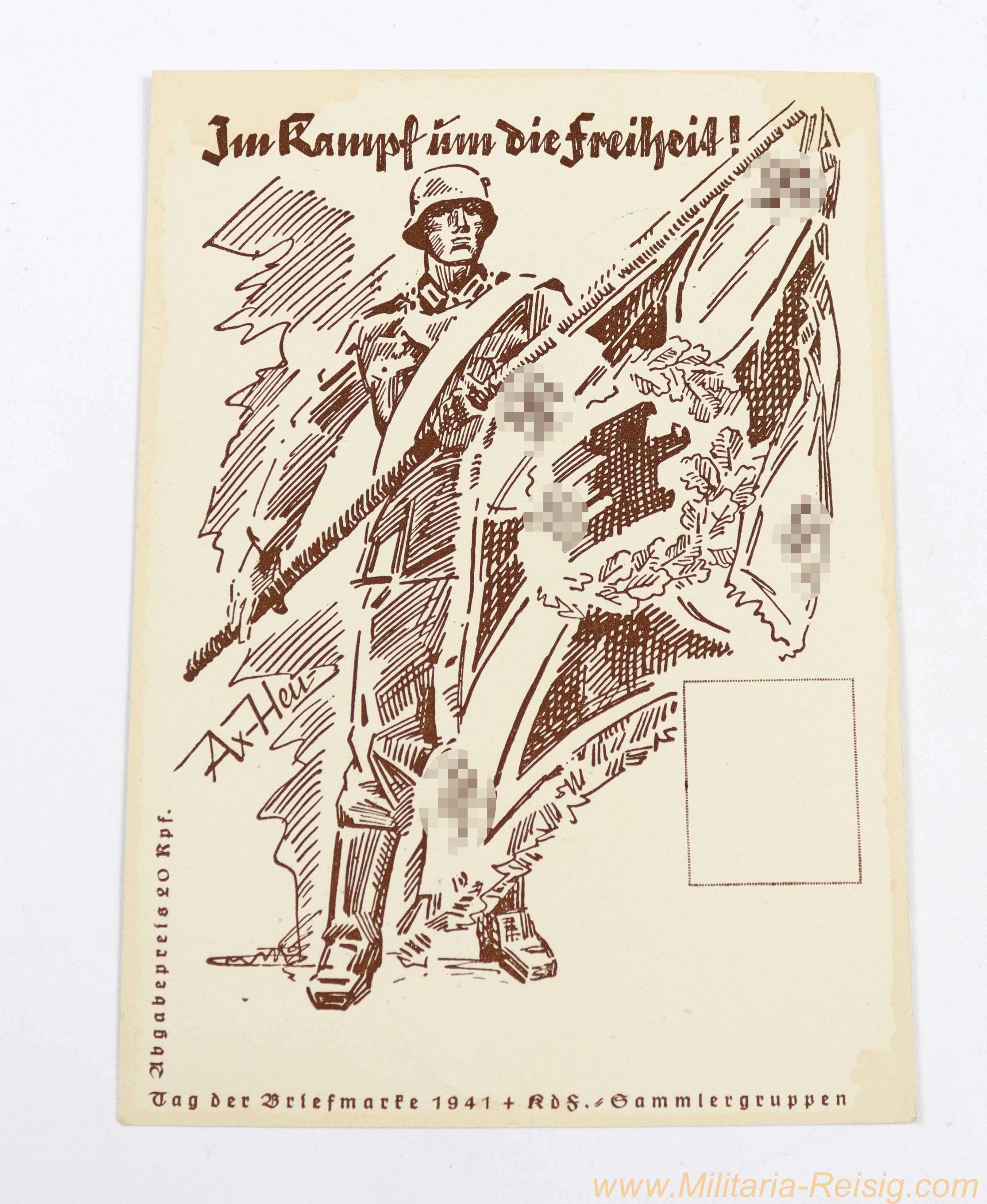 Sonderkarte "Im Kampf um die Freiheit!" – Tag der Briefmarke 1941/42