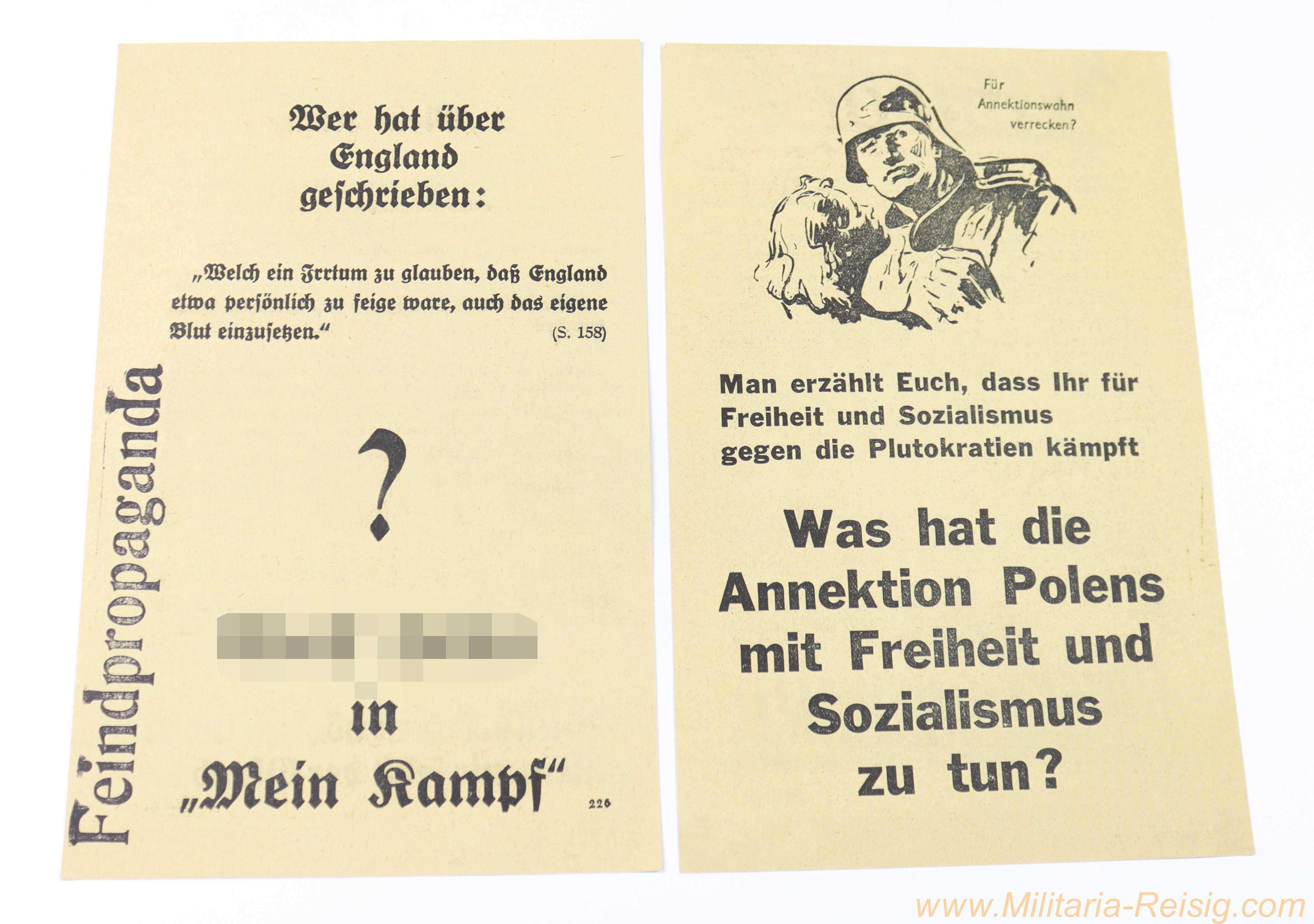 2 Propaganda-Flugblätter "Feindpropaganda" / "Gestapolen" – Nr. 226 und 334 – Faksimile-Edition