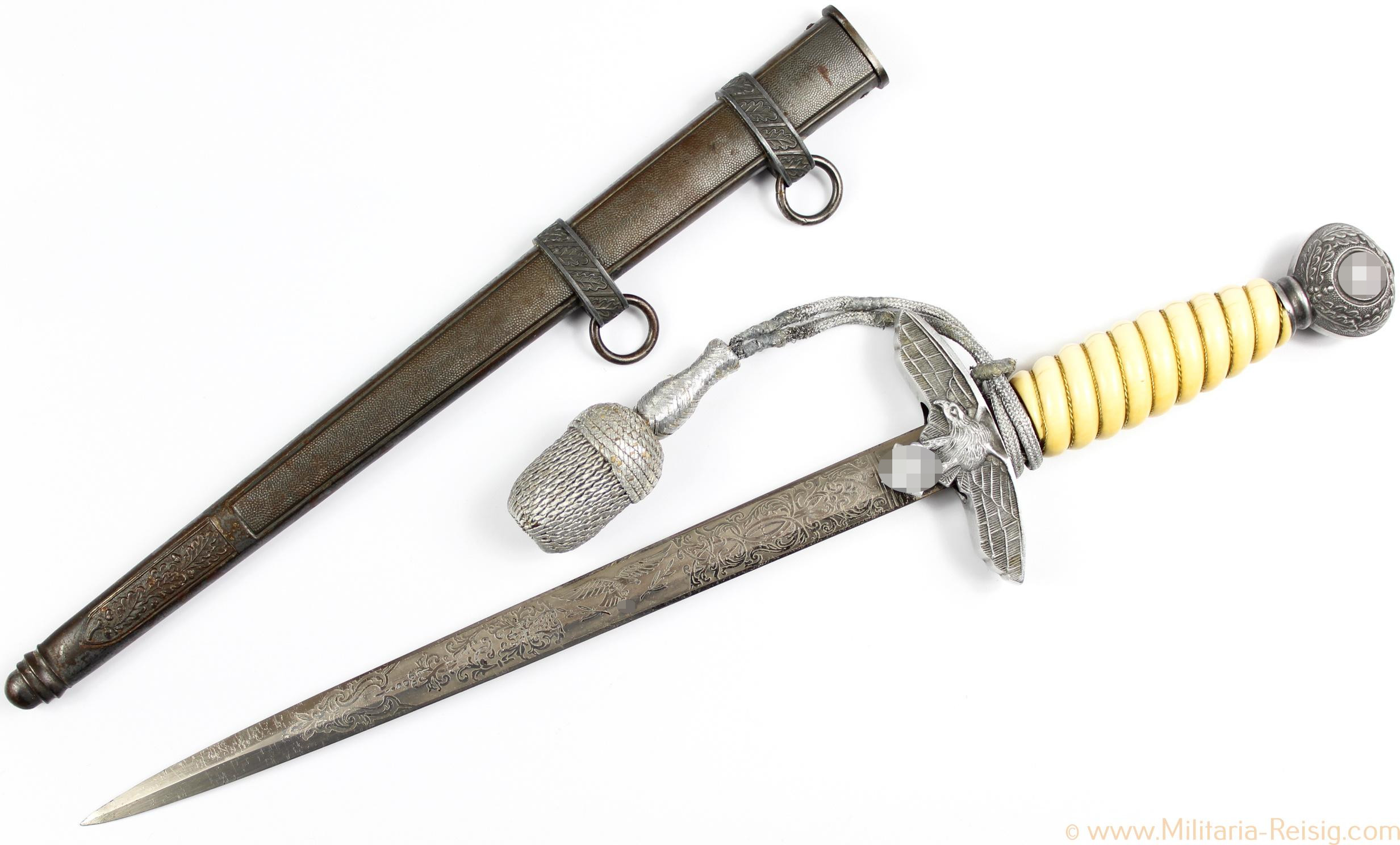 Luftwaffe Offiziersdolch mit Klingenätzung, Herst. Emil Voos, Solingen, extrem selten!