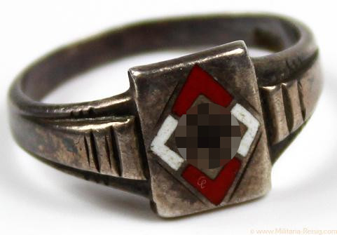 Patriotischer HJ Fingerring, 800er Silber