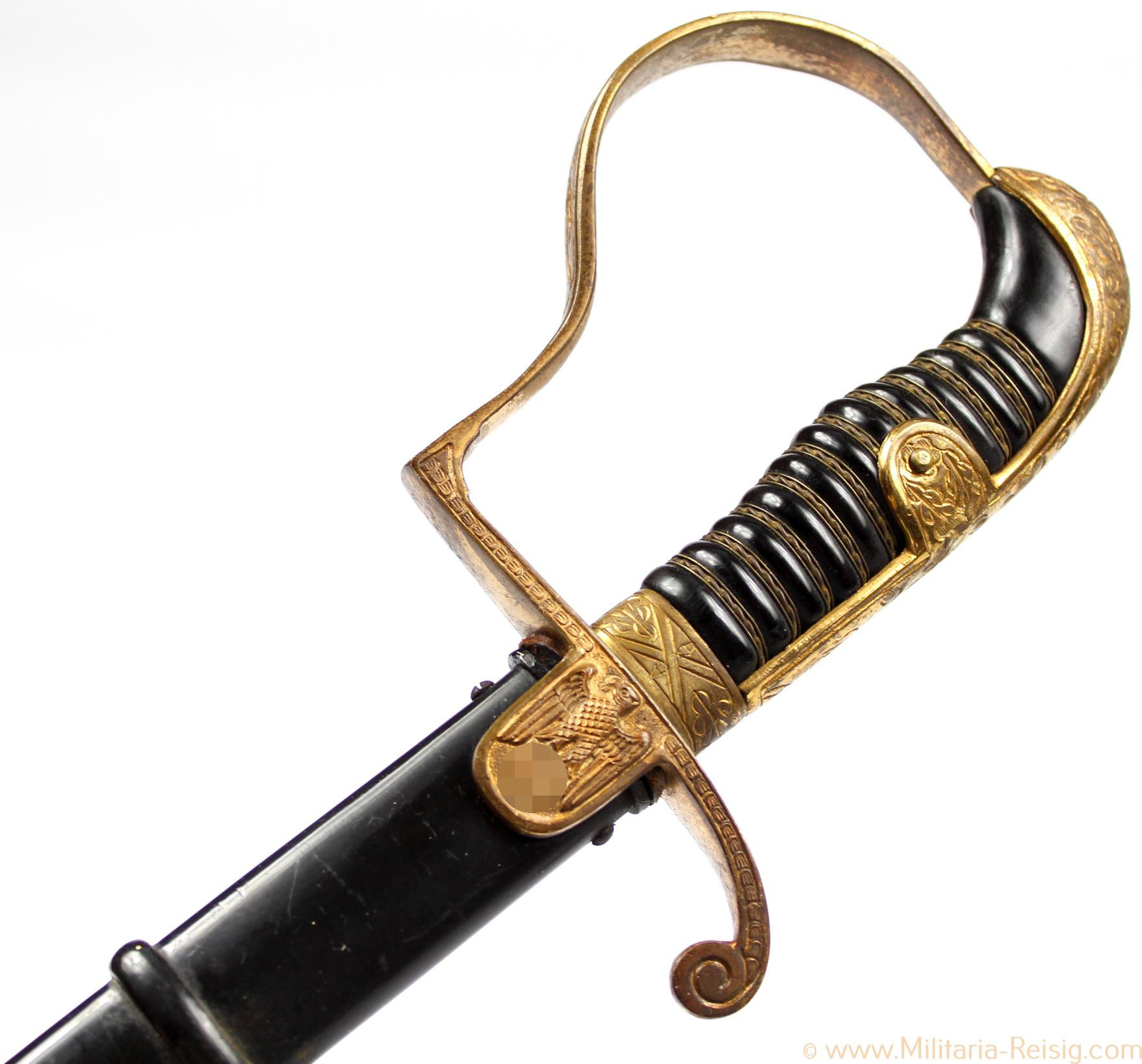 Wehrmacht Säbel für Offiziere mit Gravur, Hersteller F. W. Höller, Solingen