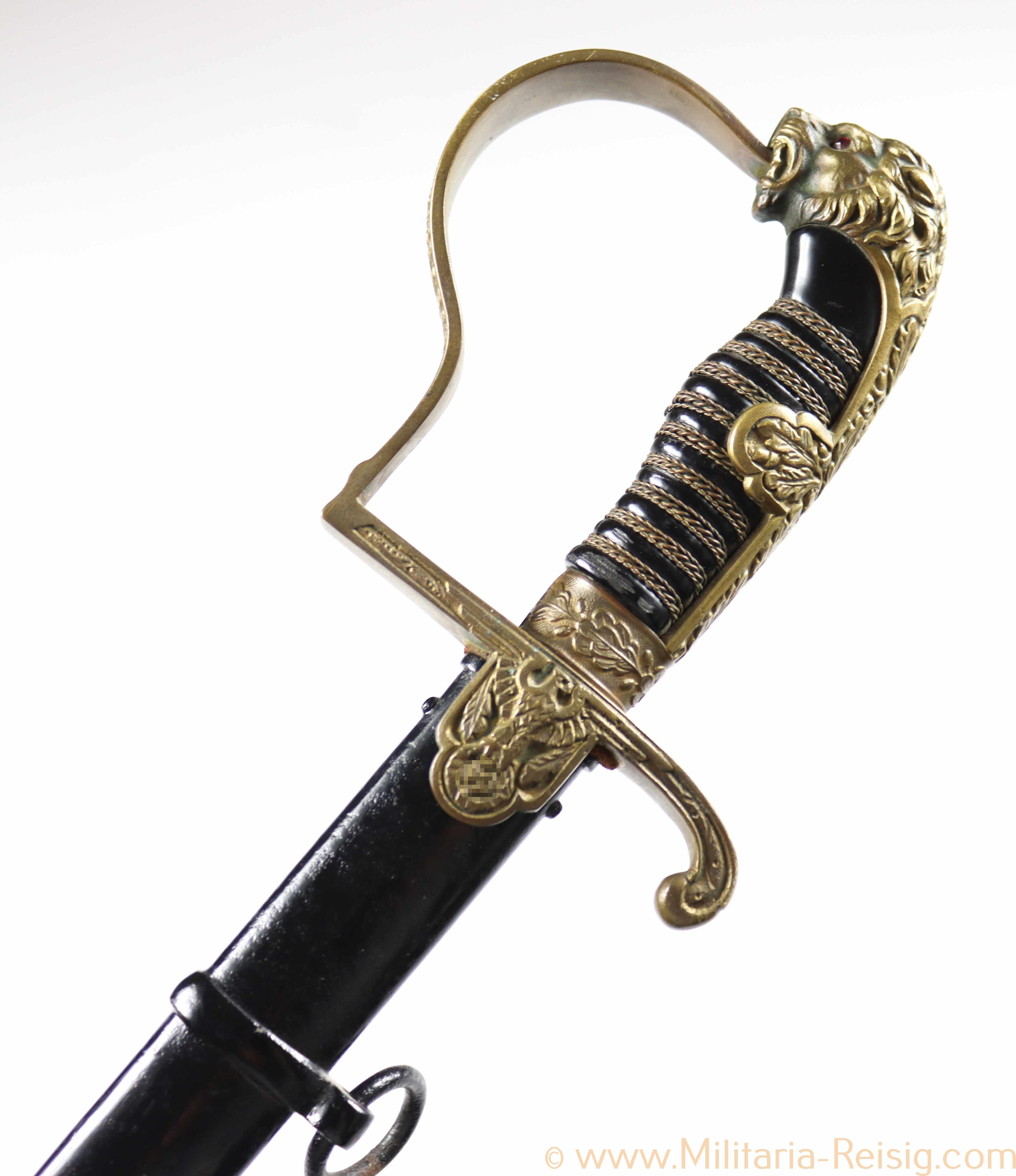 Löwenkopf Säbel für Offiziere, Hersteller Alcoso, Solingen