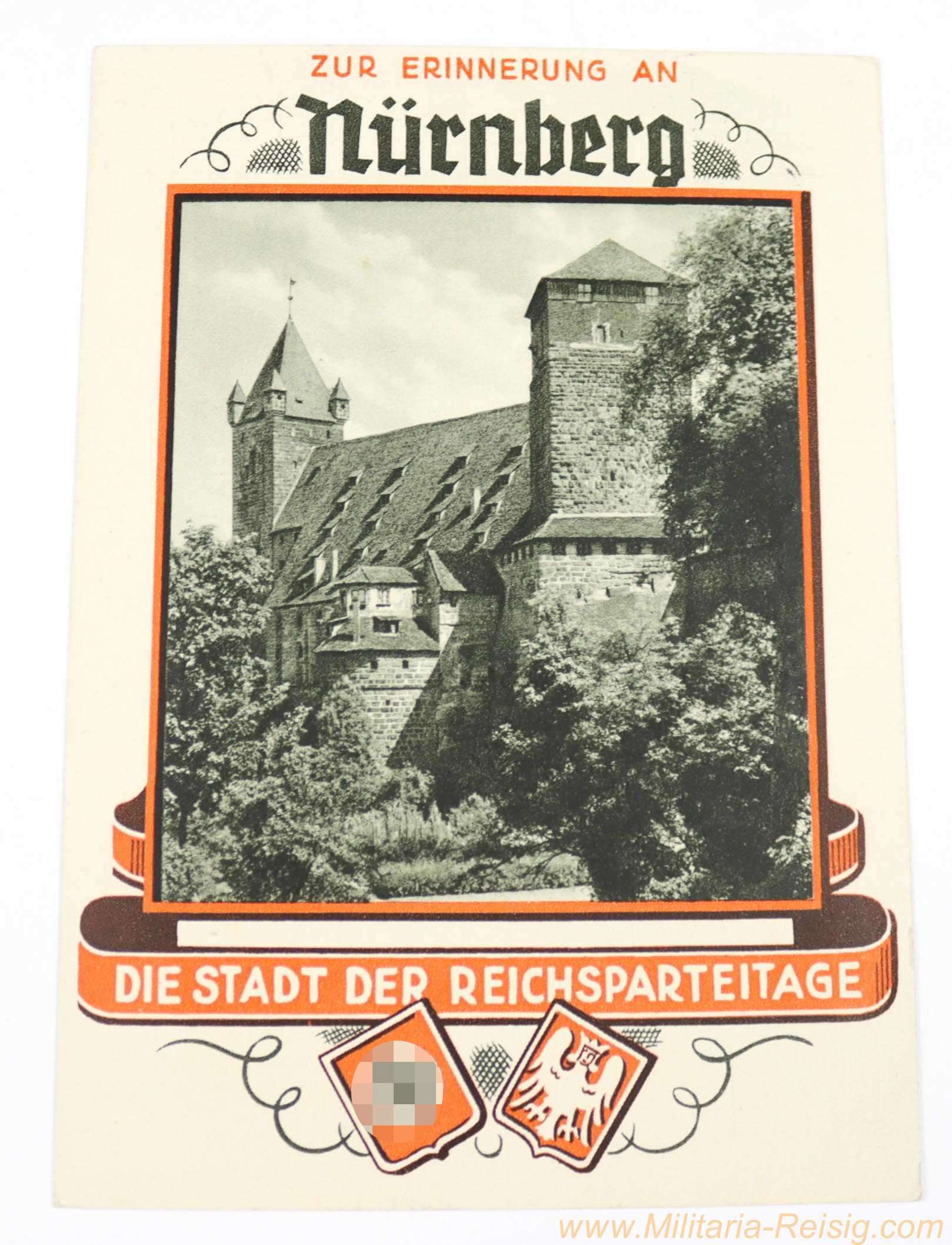 Propaganda Postkarte "Zur Erinnerung an Nürnberg - Die Stadt der Reichsparteitage" 