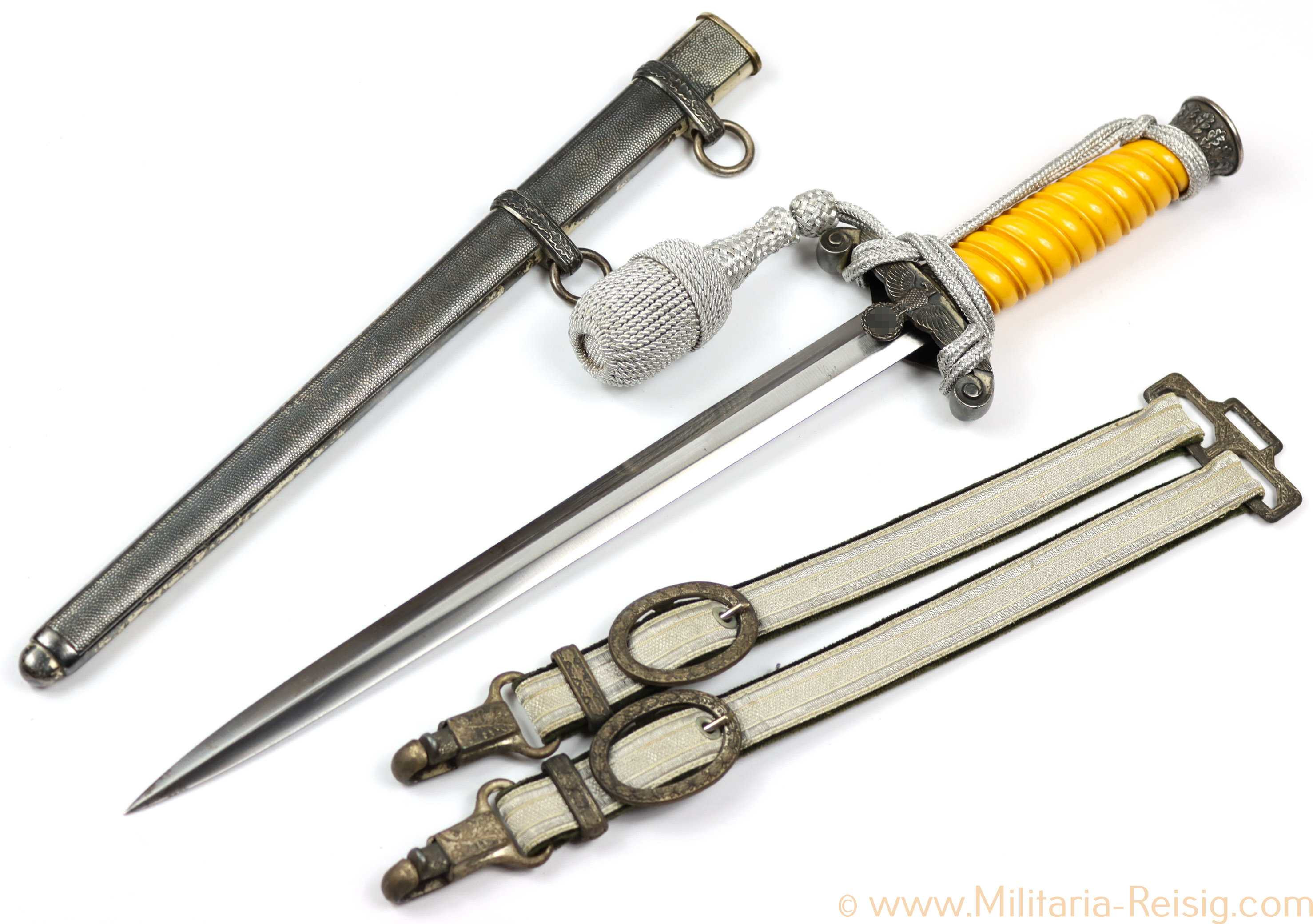 Heeres Offiziersdolch, Hersteller Carl Eickhorn Solingen mit Gehänge u. Portepee