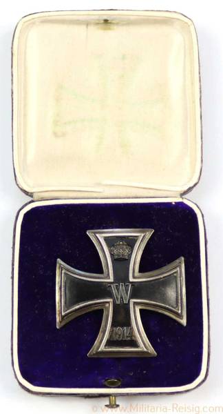 Eisernes Kreuz 1. Klasse 1914 im Etui, 800er Silber