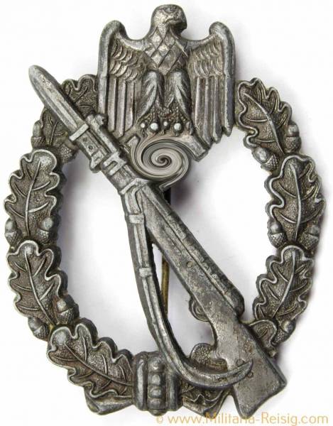 Infanterie Sturmabzeichen in Silber, Herst. Richard Simm & Söhne, Gablonz