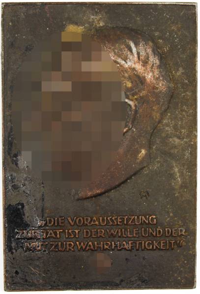 Plakette "Adolf Hitler" aus Bronze, Herst. Heinrich Moshage