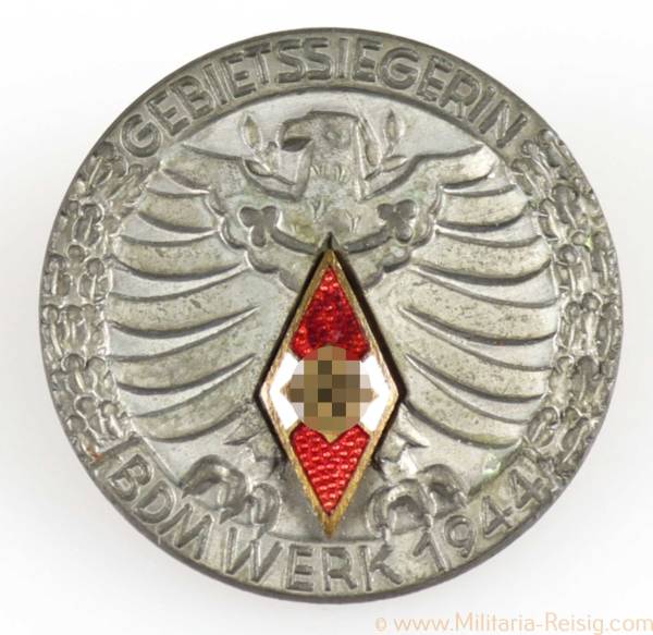 BDM-Werk Abzeichen der Gebietssiegerin in Silber 1944, Hersteller Carl Poellath, Schrobenhausen