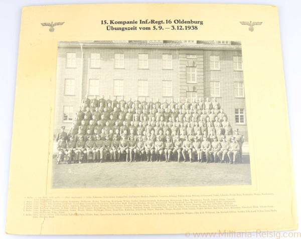 Wehrmacht Gruppenfoto 15. Kompanie Inf.-Regt. 15 Oldenburg 