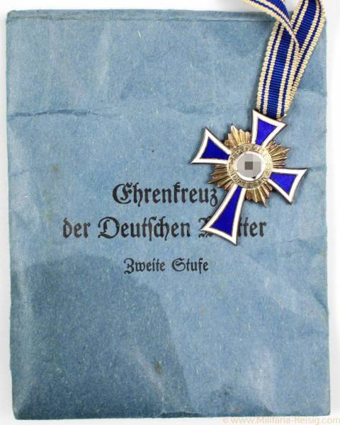 Mutterkreuz in Silber mit Verleihungstüte, Herst. Gottlieb & Wagner, Oberstein
