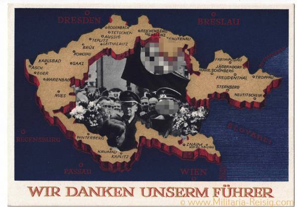 Postkarte "Wir Danken unserem Führer" 1938, 3. Reich