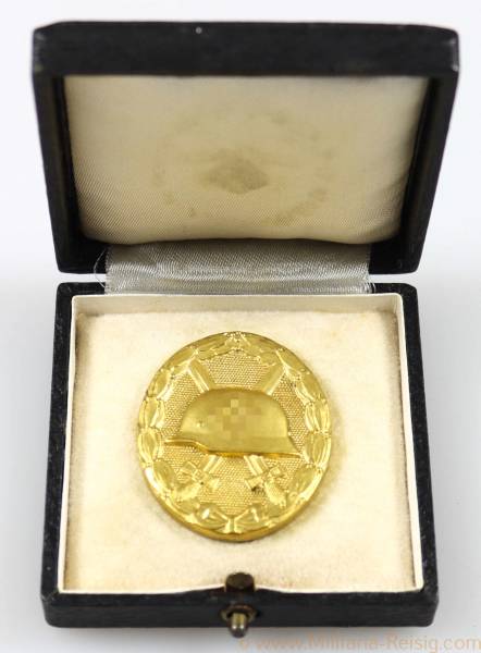 Verwundetenabzeichen in Gold im Etui, Hersteller Hauptmünzamt Wien