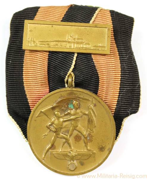 Einzelspange Sudetenland-Medaille mit Auflage "Prager Burg"