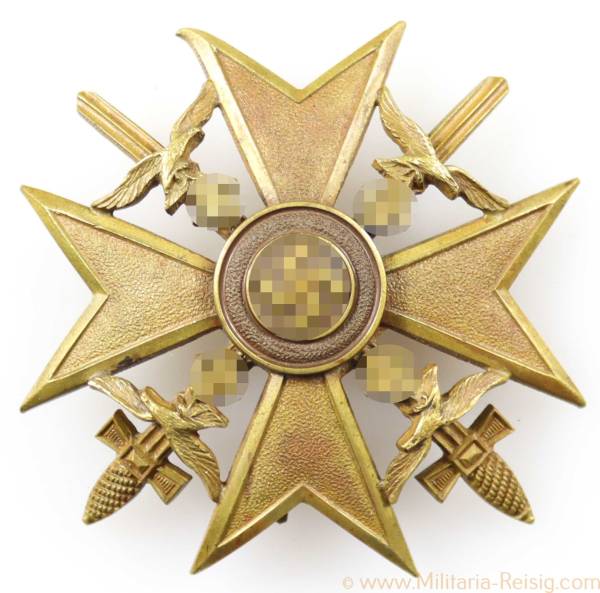 Spanienkreuz in Bronze mit Schwertern, Hersteller L/12
