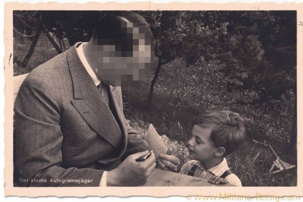 Postkarte "Der kleine Autogrammjäger", Adolf Hitler