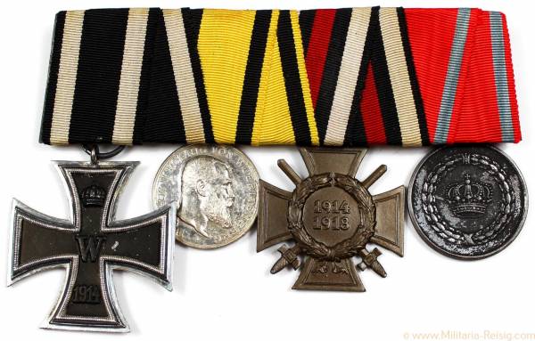 Ordensspange mit 4 Auszeichnungen, Deutsche Staaten, 1. Weltkrieg