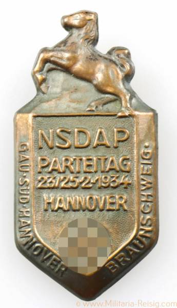 Abzeichen "NSDAP Parteitag 23.-25.2.1934 Hannover - Gau Süd-Hannover Braunschweig"