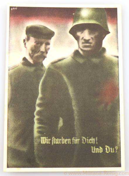 Propaganda-Postkarte - "Wir starben für Dich! Und Du?"