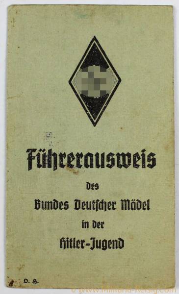 HJ Führerausweis des Bundes Deutscher Mädel, Untergau 382