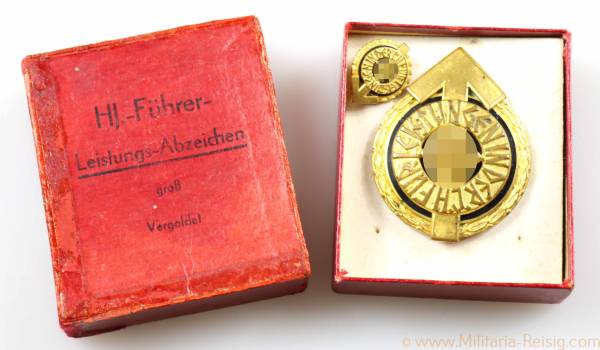 HJ Führersportabzeichen + Miniatur im Etui, Hersteller RZM M1/101