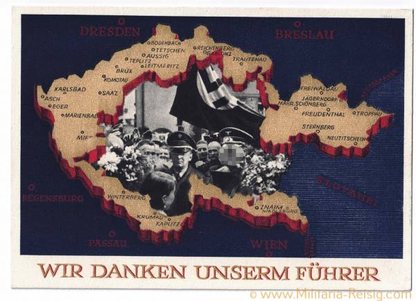Postkarte "Wir Danken unserem Führer" 1938, 3. Reich
