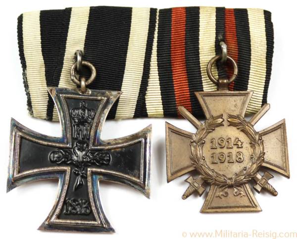 Ordensspange mit 2 Auszeichnungen, 1. Weltkrieg