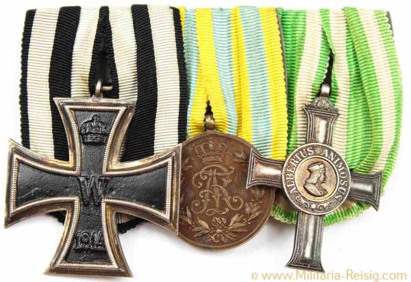 Ordensspange mit 3 Auszeichnungen, Kaiserreich, 1. Weltkrieg, selten!!