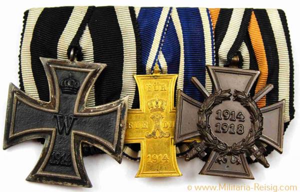 Ordensspange mit 3 Auszeichnungen, 1. Weltkrieg