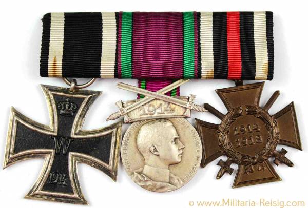 Ordensspange mit 3 Auszeichnungen, Kaiserreich, 1. Weltkrieg